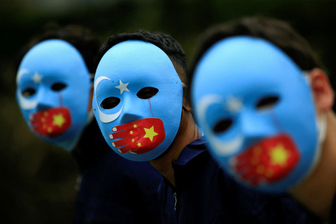 Manifestation contre le traitement réservé par la Chine à l&#39;ethnie ouïghoure et appel au boycott des Jeux olympiques d&#39;hiver de 2022, à Jakarta