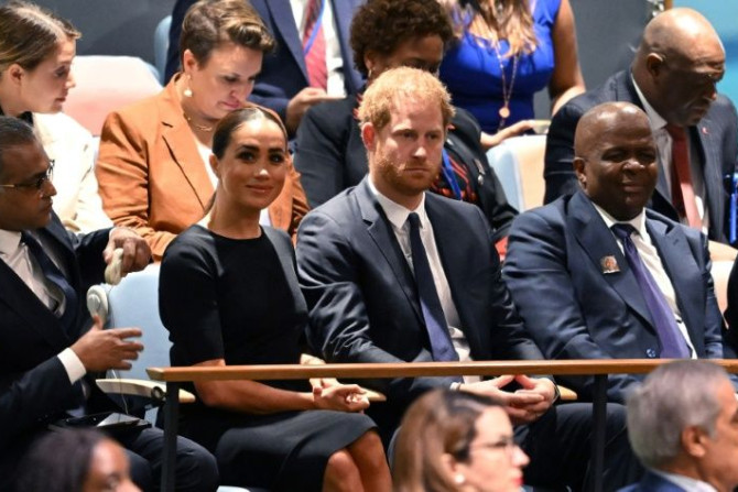 Le prince Harry (R) et Meghan Markle (L), le duc et la duchesse de Sussex, assistent à l&#39;Assemblée générale des Nations Unies à l&#39;occasion de la Journée internationale Nelson Mandela