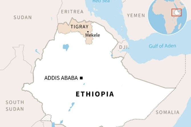 Carte de l&#39;Éthiopie localisant la région du Tigré et sa capitale Mekele