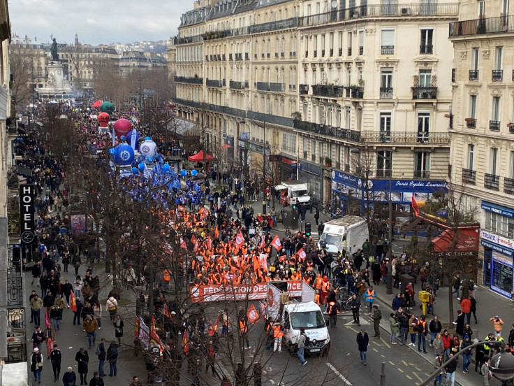 Manifestation contre le plan de réforme des retraites du gouvernement français, à Paris