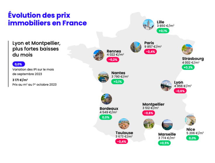 Carte évolution prix immobiliers