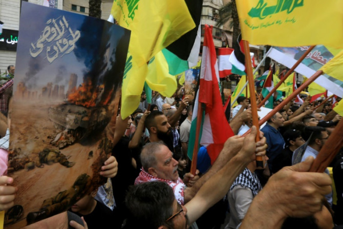 Des fidèles du Hezbollah manifestent en soutien au Hamas à Beyrouth