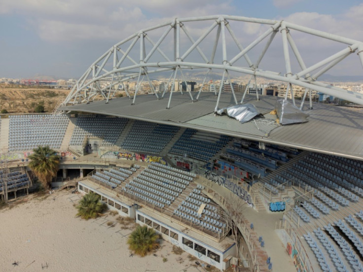 L&#39;arène de beach-volley où Misty May et Kerri Walsh ont remporté l&#39;or olympique pour les États-Unis en 2004 est désormais à moitié en ruine.